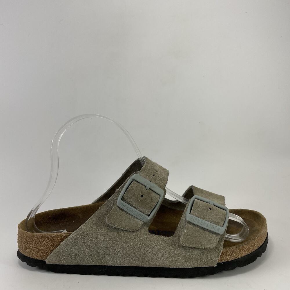 Birkenstock Arizona Taupe/Gray Suede Soft Footbed Womens Size 38, 7-7.5 Narrow